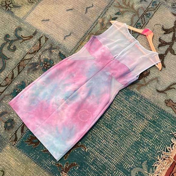 Zara Basics Opaque Yoke cotton candy tie-dye Geometric Mini Dress EUC - Picture 14 of 17